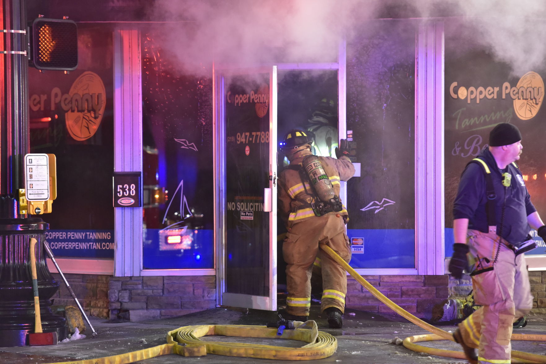 Crews battle fire at the Copper Penny